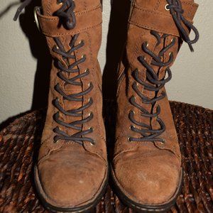 Born Cass block heel booties suede lace up Sz. 6